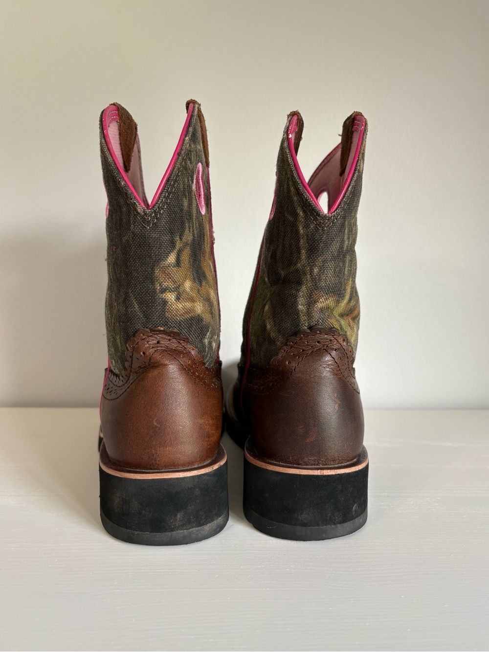 Ariat Fatbaby Cowgirl Camo Pink Western Boots 7.5B - Picture 4 of 12